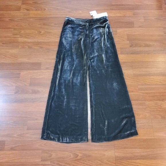 Johnny Was 4 Love And Liberty Velvet Wide Leg Palazzo Pants Grey Size XS NWT - Picture 4 of 8